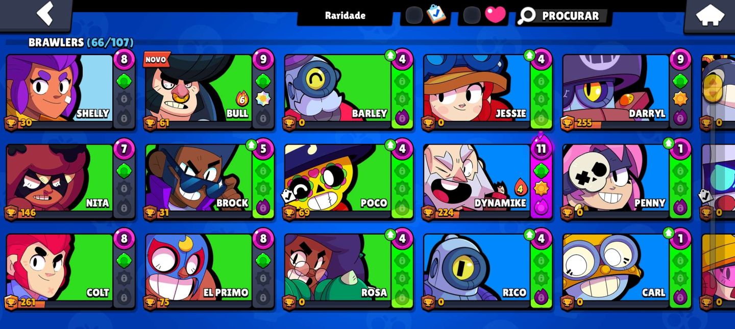 Brawl Stars 4.4K | 66 Brawlers | 5 Lendários | 20 Hipercargas | Máx. Prata II