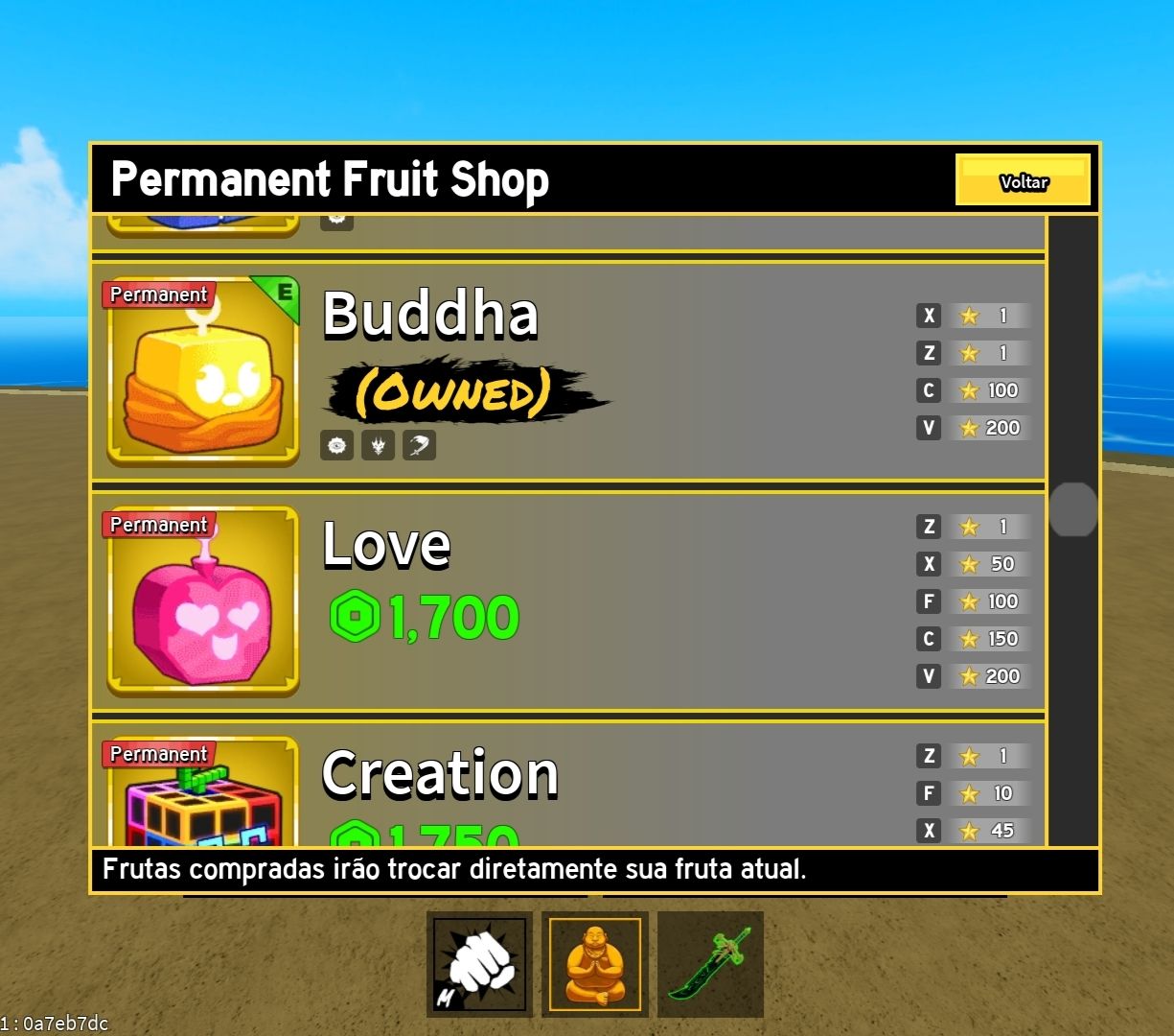 Conta de blox fruits com notificador de fruta, frutas permanentes