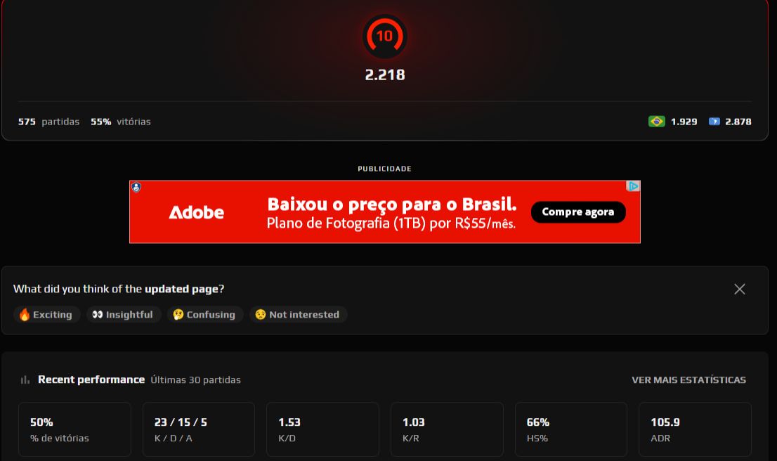 Conta lvl 10 Faceit 2.2k elo 1.36kdr (VERIFICADA)