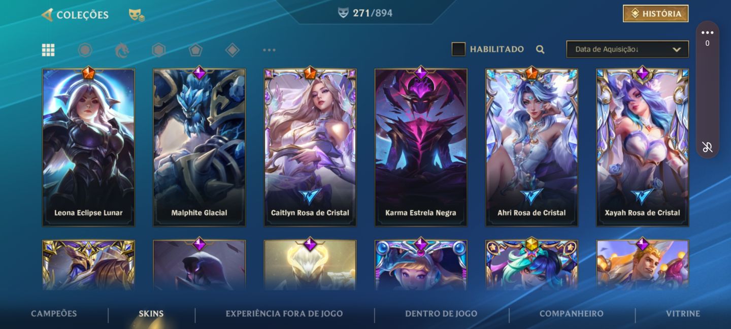 CONTA WILD RIFT NV 248, 271 SKINS (COM SKINS LIMITADAS), ÍCONES E ETCS