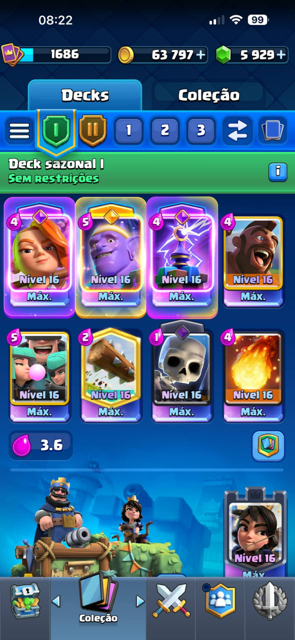 Conta Clash Royale 14k+ (troféus) 5929 (gemas) TODAS as cartas liberadas!