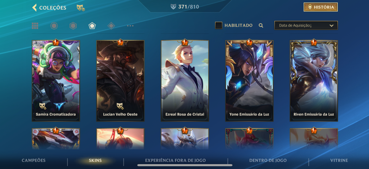 Conta wild rift 371 skins, já foi lenda e monarca