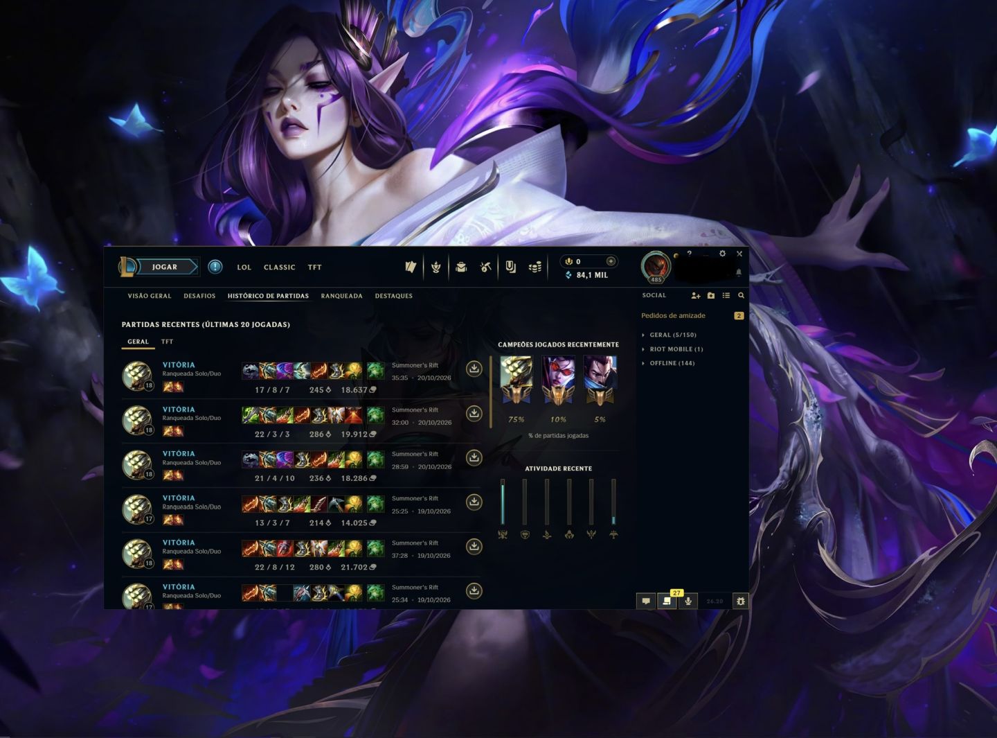Smurf Vintage LV485 Com Skin Ultimate K/DA + 10 essência mítica