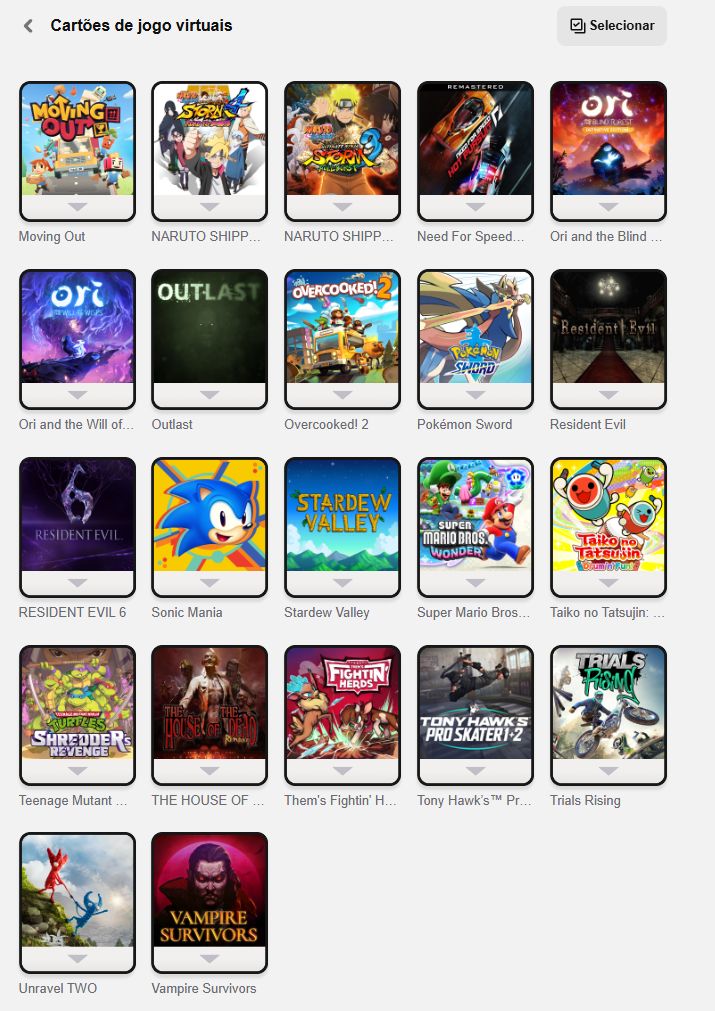Conta Nintendo Switch | 47 Jogos: Mario Wonder, Kart 8, Tennis e Pokémon Sword