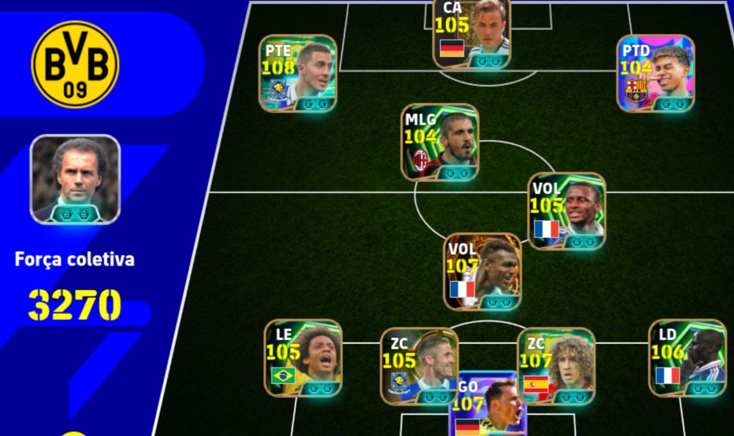 Time effotball mobile forte , força máxima ( 3290 ) , pode aumentar mais .