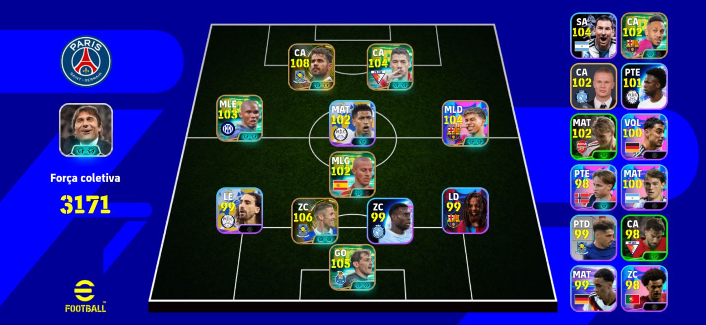CONTA eFOOTBALL PSG 3171 FORÇA COLETIVA ELENCO TOP 102+ | PRONTA PRA JOGAR