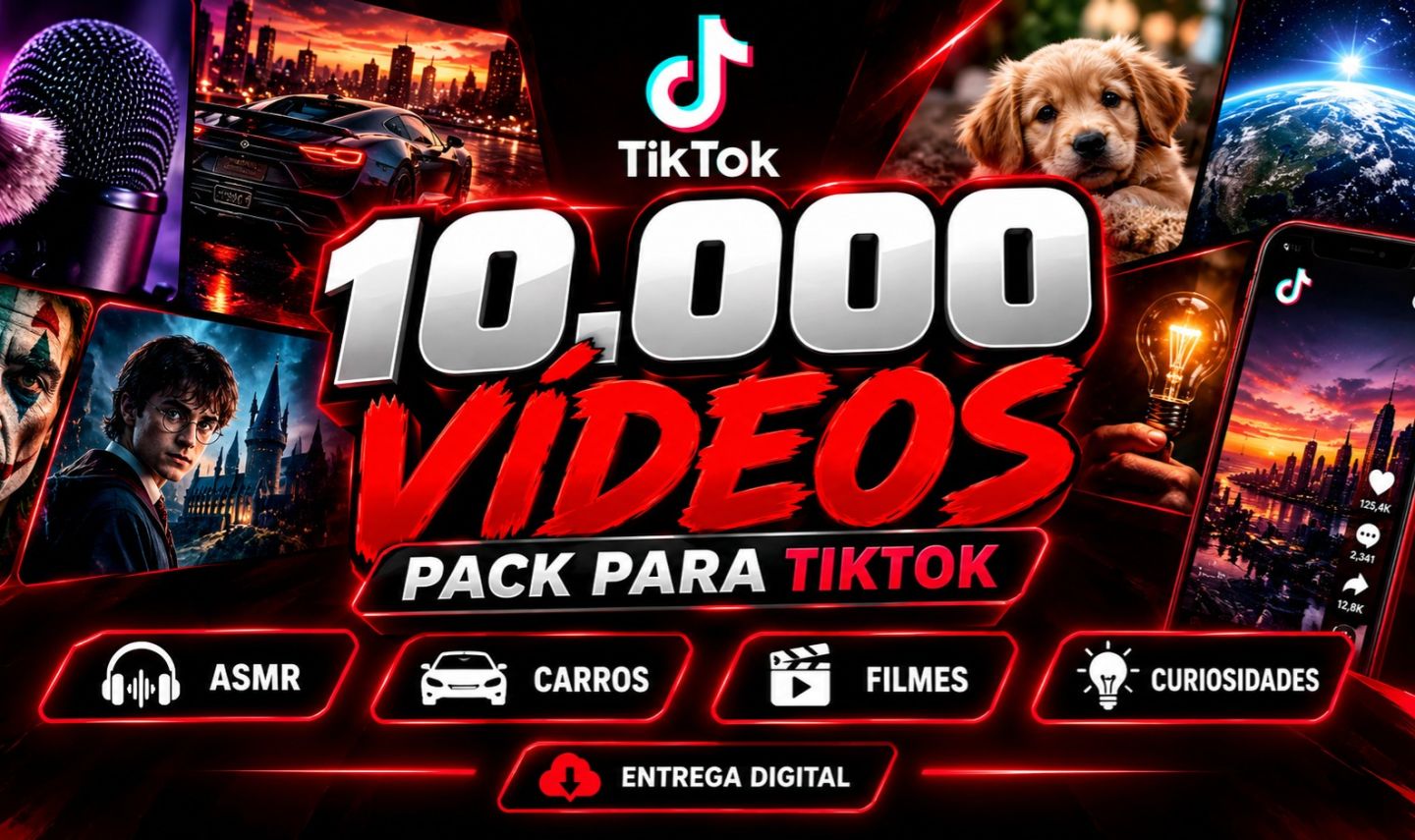 PACK COM 10.000 VÍDEOS PARA TIKTOK | ASMR, CARROS, FILMES E MAIS!