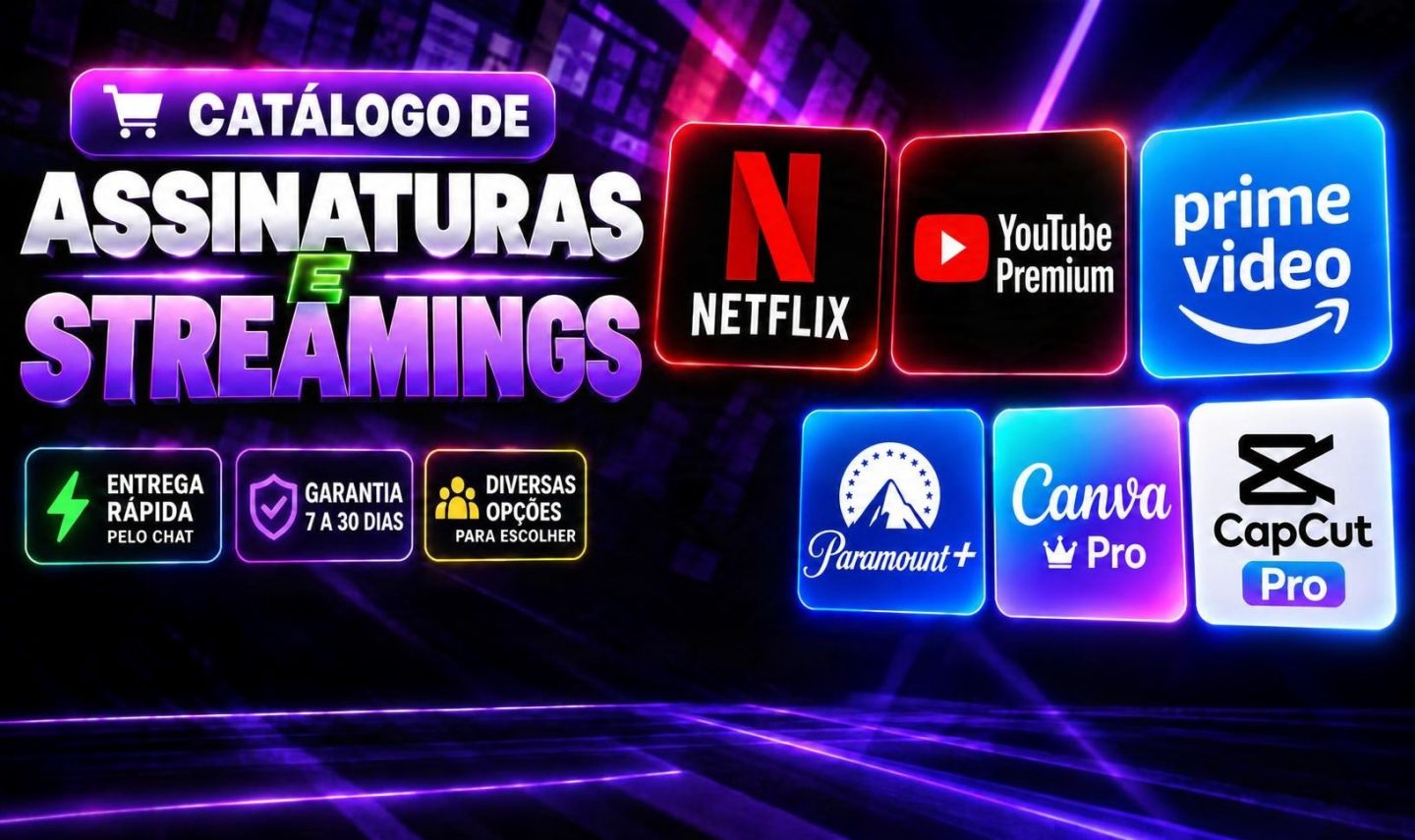 Netflix, You Tube Premium, Prime Video, CapCut Pro, Crunchyrol , Canva Pro/etc..