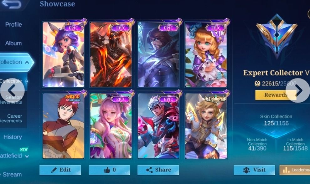 Conta mobile legends 125 skins