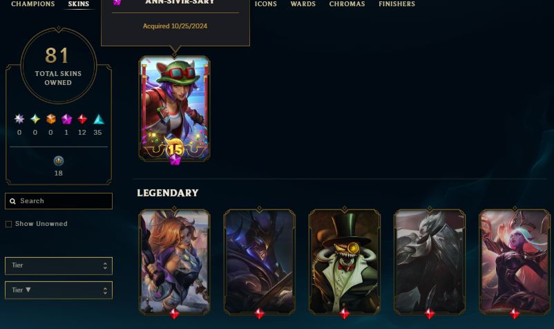 Conta com skins valoran e lol