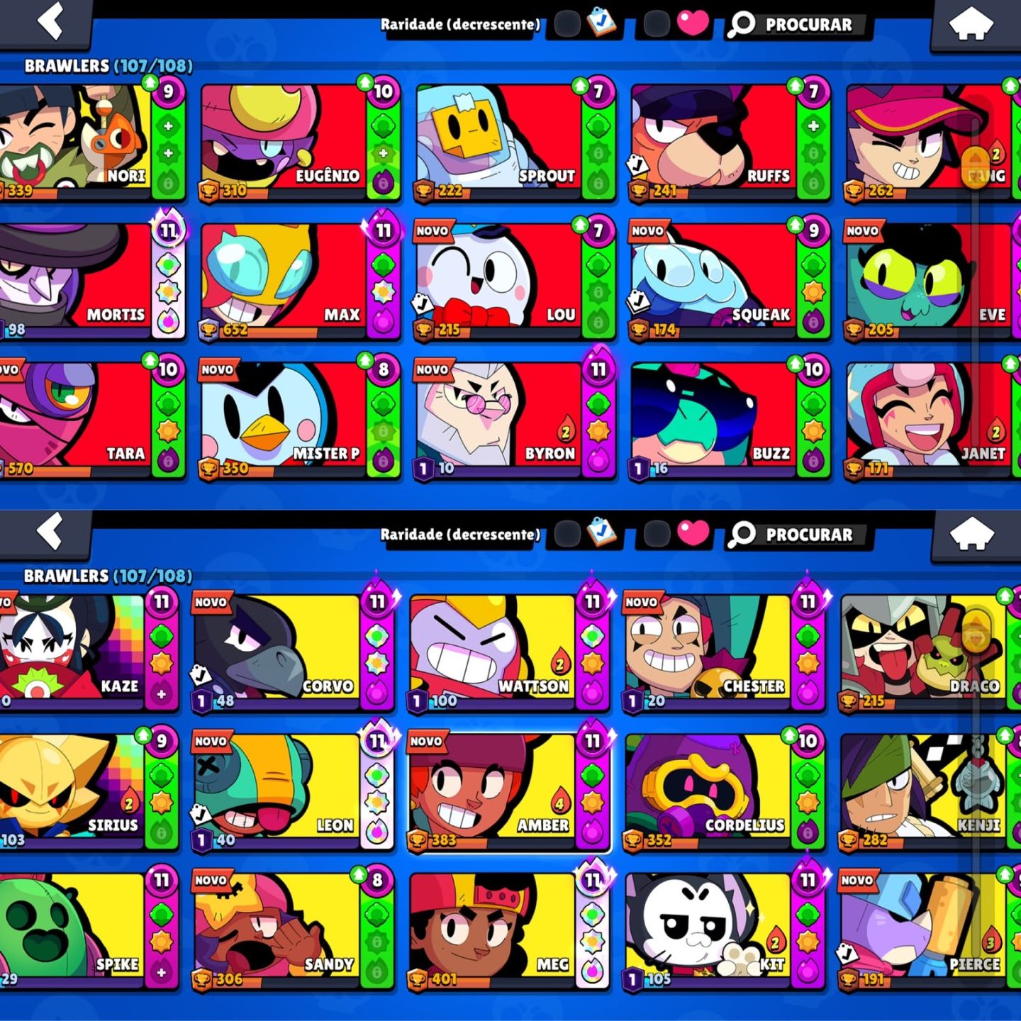 CONTA DE BRAWL STARS | 52K DE TROFEUS | 107 BRAWLERS VARIAS SKINS