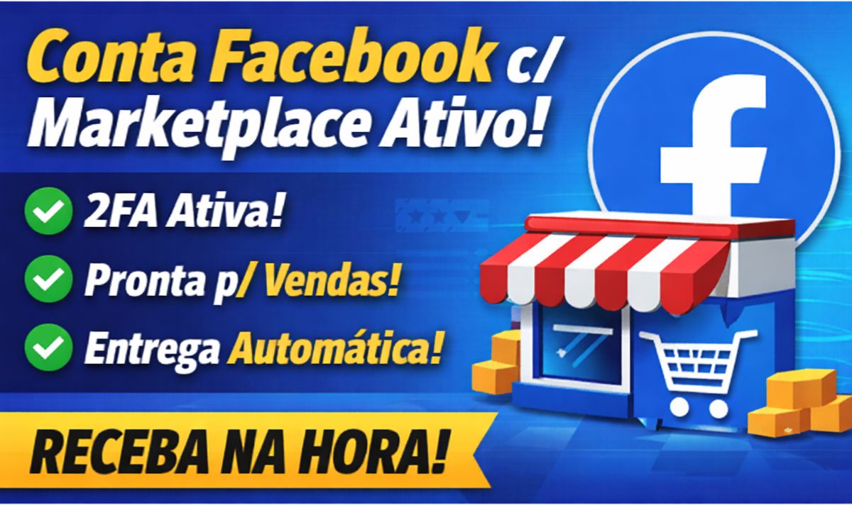 Conta Facebook c/Marketplace Ativo-2FA Ativa| Pronta p/ Vendas|Entrega Automátic