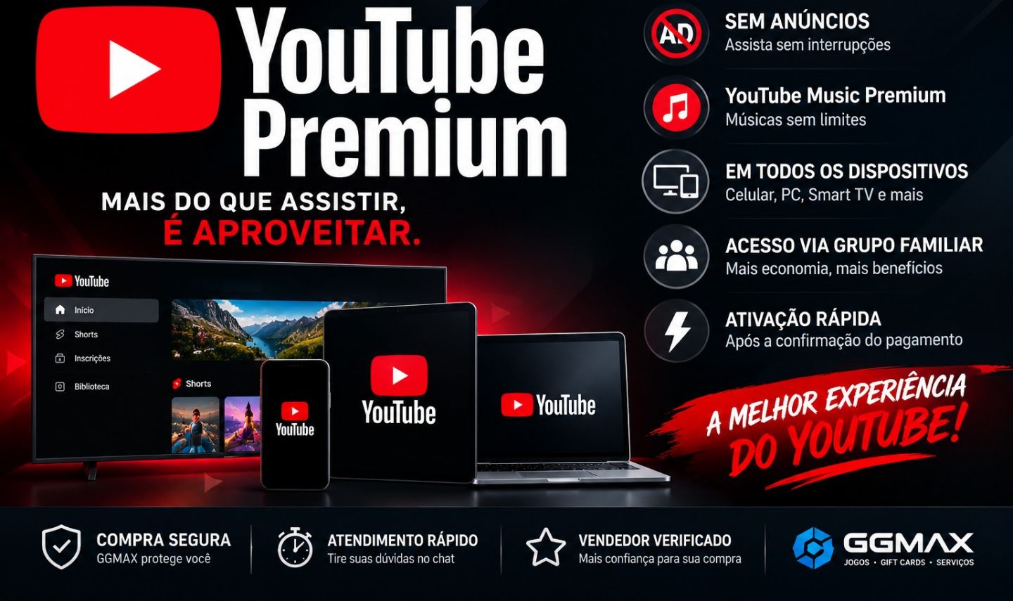 YouTube Premium | Convite Familiar | 30 Dias