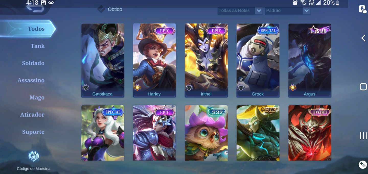 TODOS OS HERÓIS E VARIAS SKINS GASTO MAIS DE 1k real