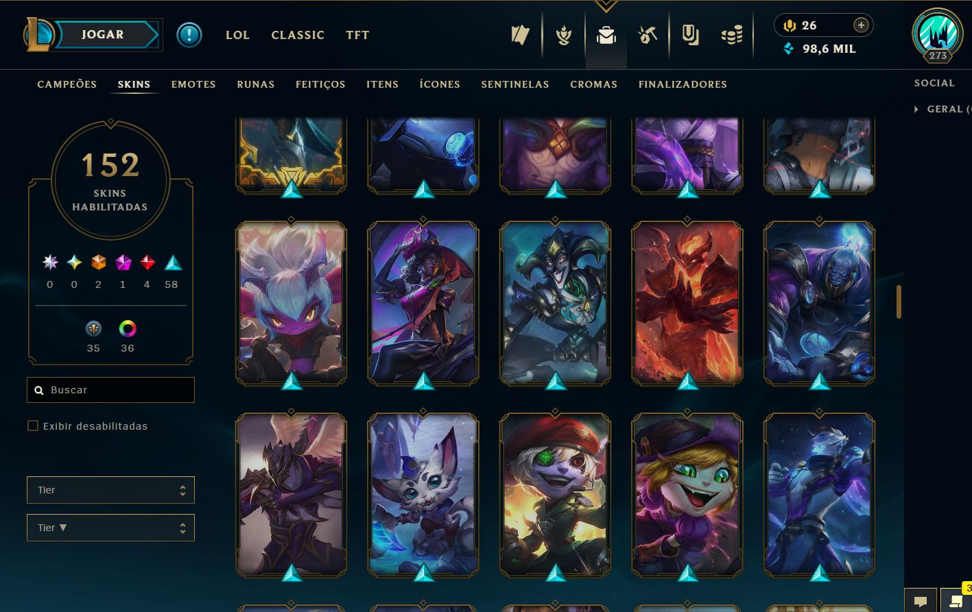 CONTA LEAGUE OF LEGENDS - FOCO ADC / ATIRADORES - COMPLETA!