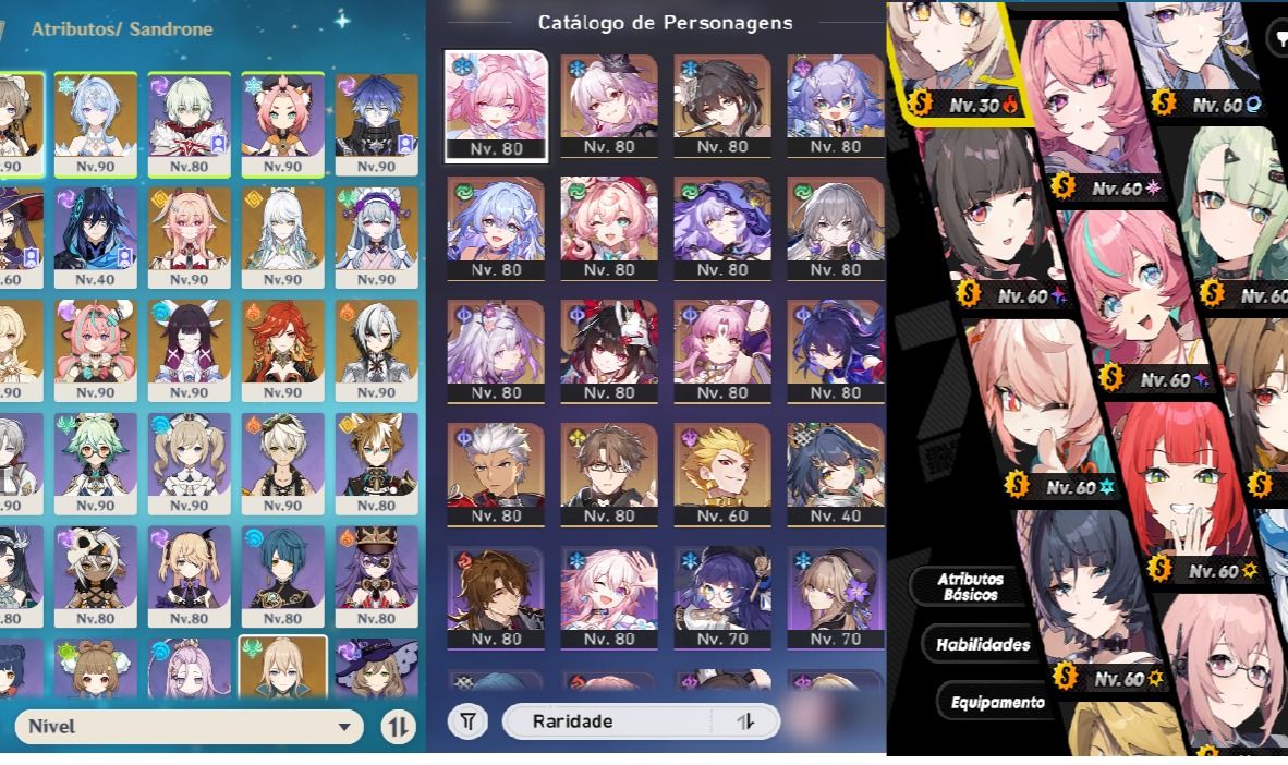 Conta GENSHIN + HSR + ZZZ ZIBAI, FLINS, CYRENE, EVANES, REMIELLE, SHUNG, PHOENIX