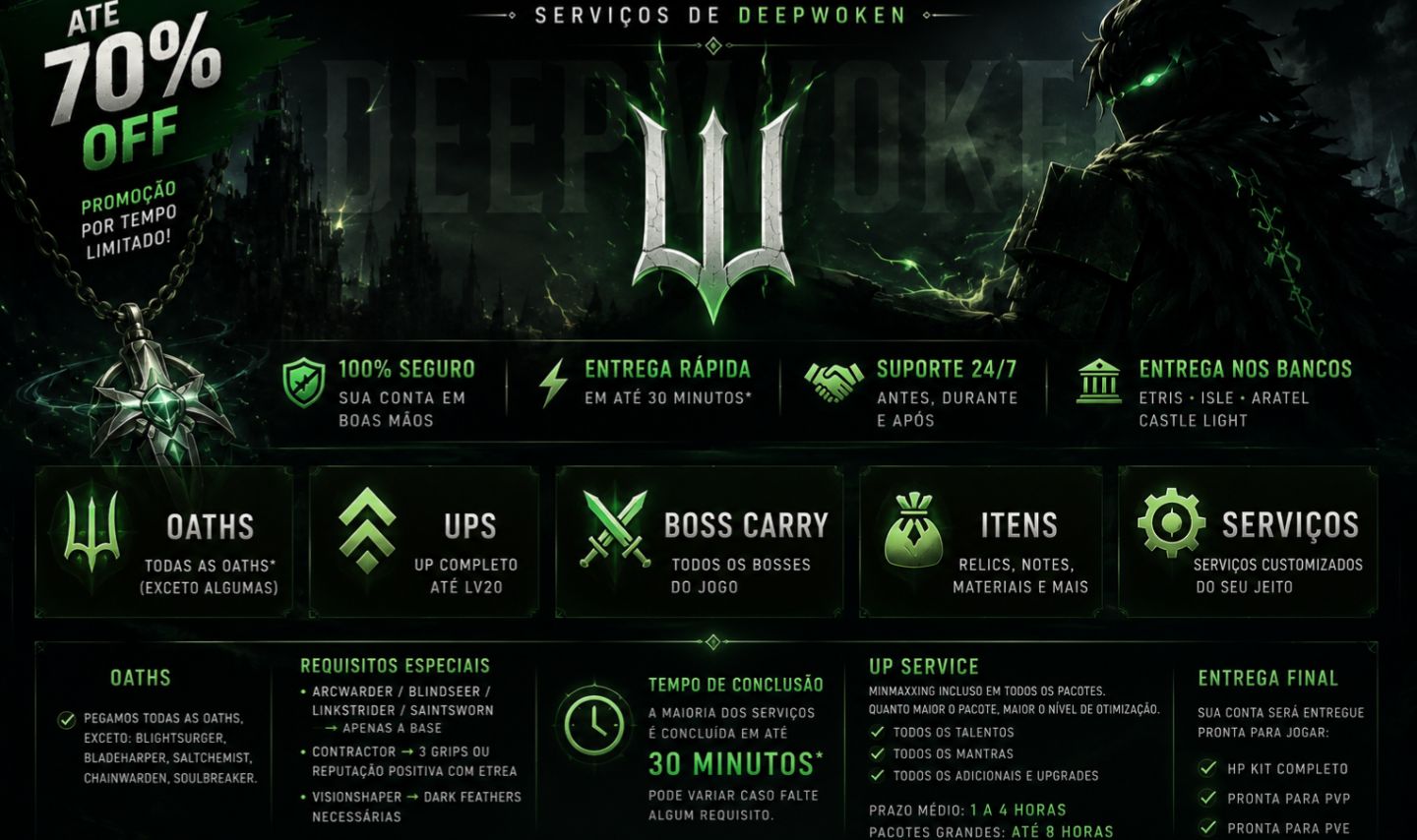 [!!PROMOÇÃO!!] DEEPWOKEN | ITENS | RELICS | LVL 20 DEEPWOKEN | SERVIÇOS