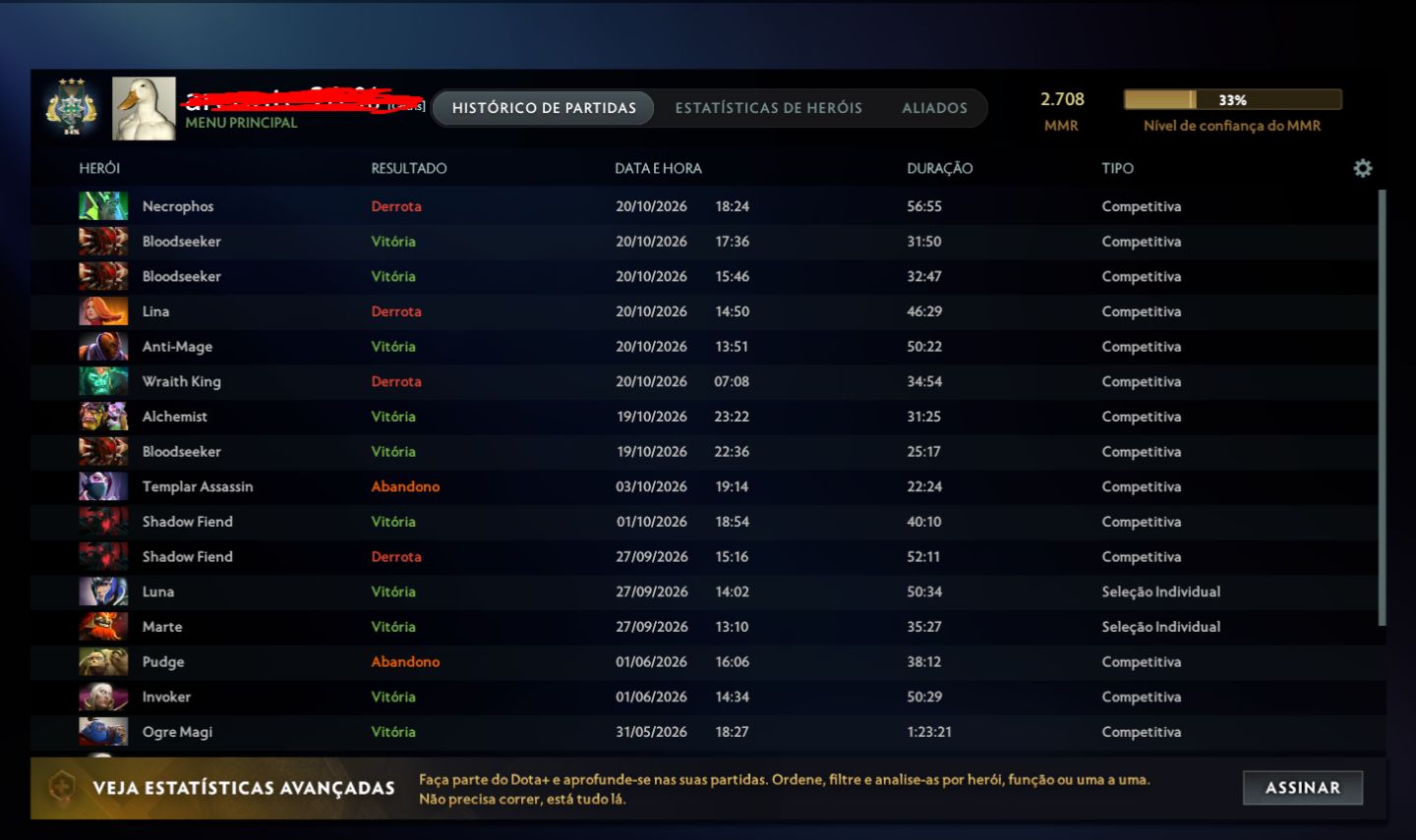 CONTA ARCONTE 3 - DOTA 2 2k.708 MMR - 8.181/8.181 BEHAVIOR