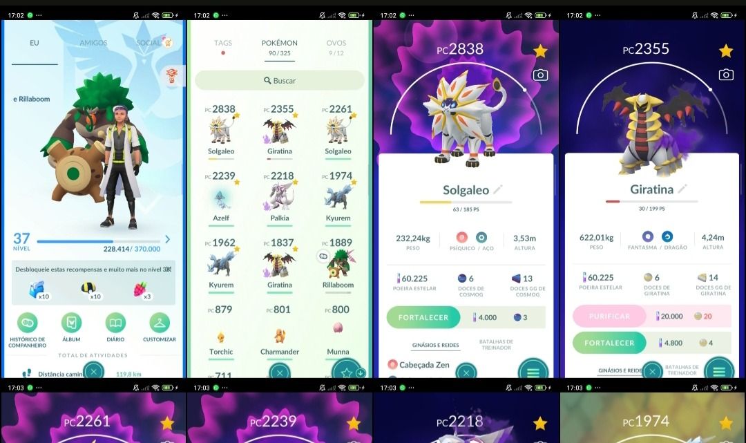 Pokémon GO Lv.37 | 2 Solgaleo | 2 Kyurem | Palkia | 2 Giratina | Q285