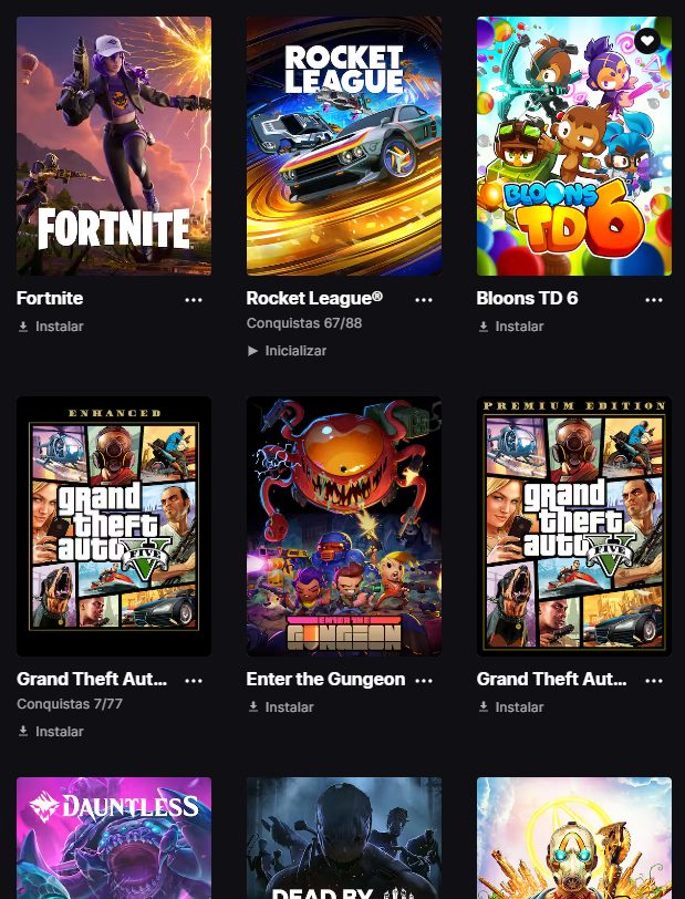 Conta Fortnite + Rocket League + Epic Games com muitas skins e jogos.