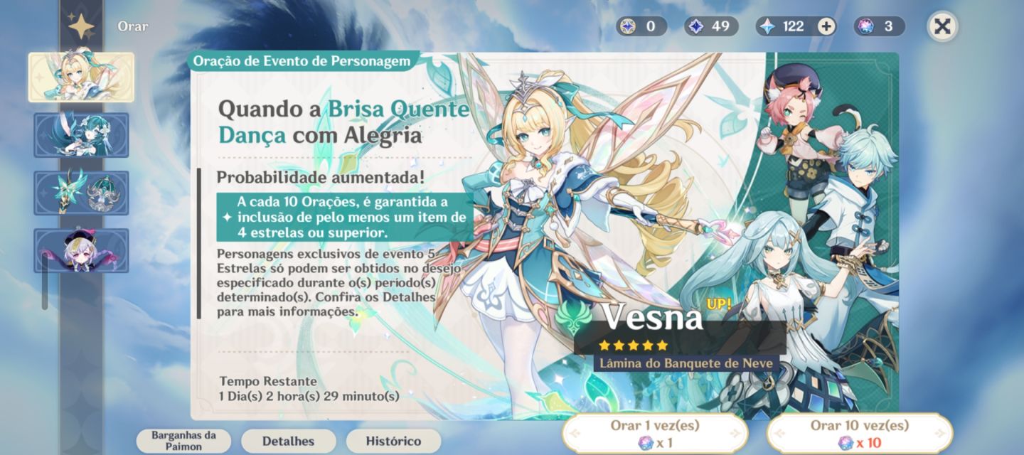 DESAPEGO CONTA GENSHIN VÁRIOS T5 COM ASSINATURA, SELETOR ABERTO