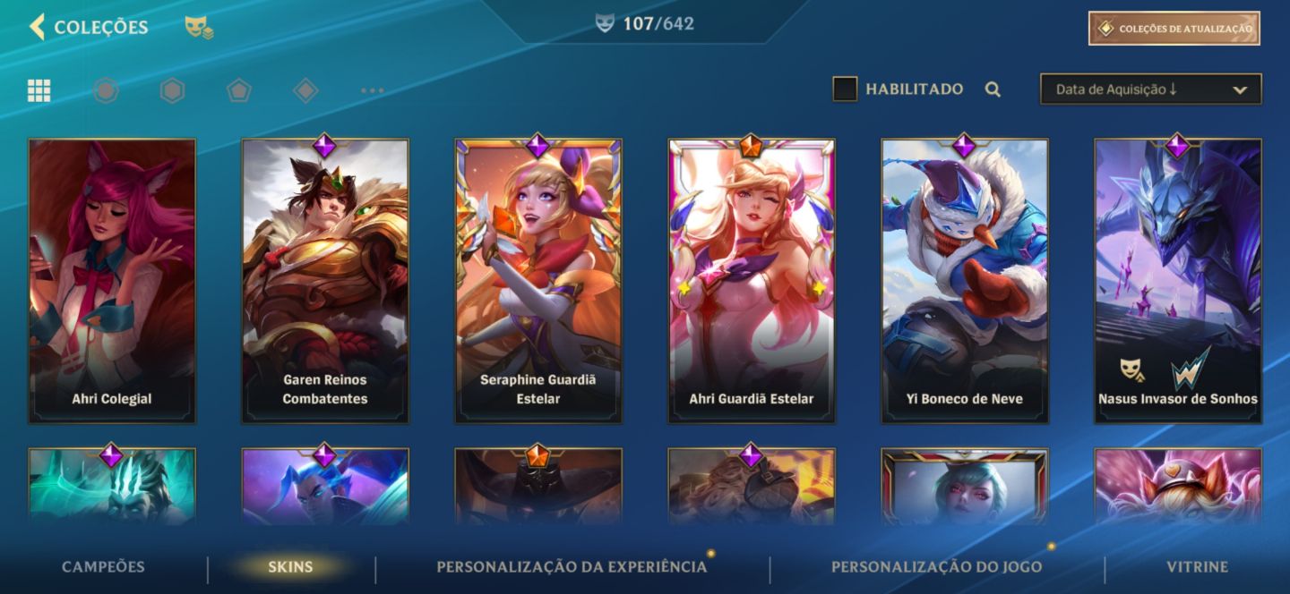 Conta main Evelyn, zoe e ahri com quase todas da seraphine