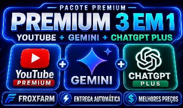 GEMINI PRO + YT PREMIUM + GOOGLE AI PRO + CHAT GPT PLUS | NO SEU EMAIL + BRINDE