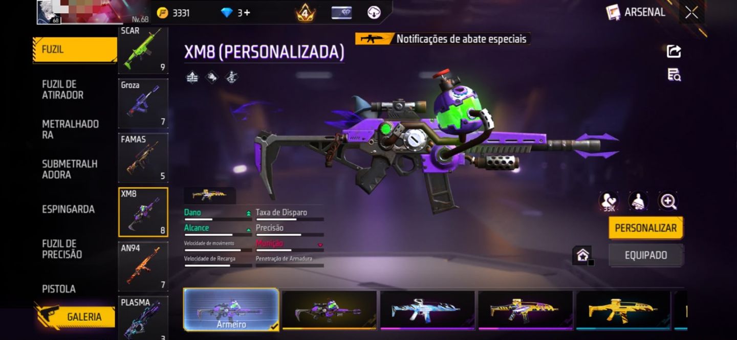 CONTA FREEFIRE COM TODAS AS SKINS DE NARUTO E ARMAS ATRIBUTADAS