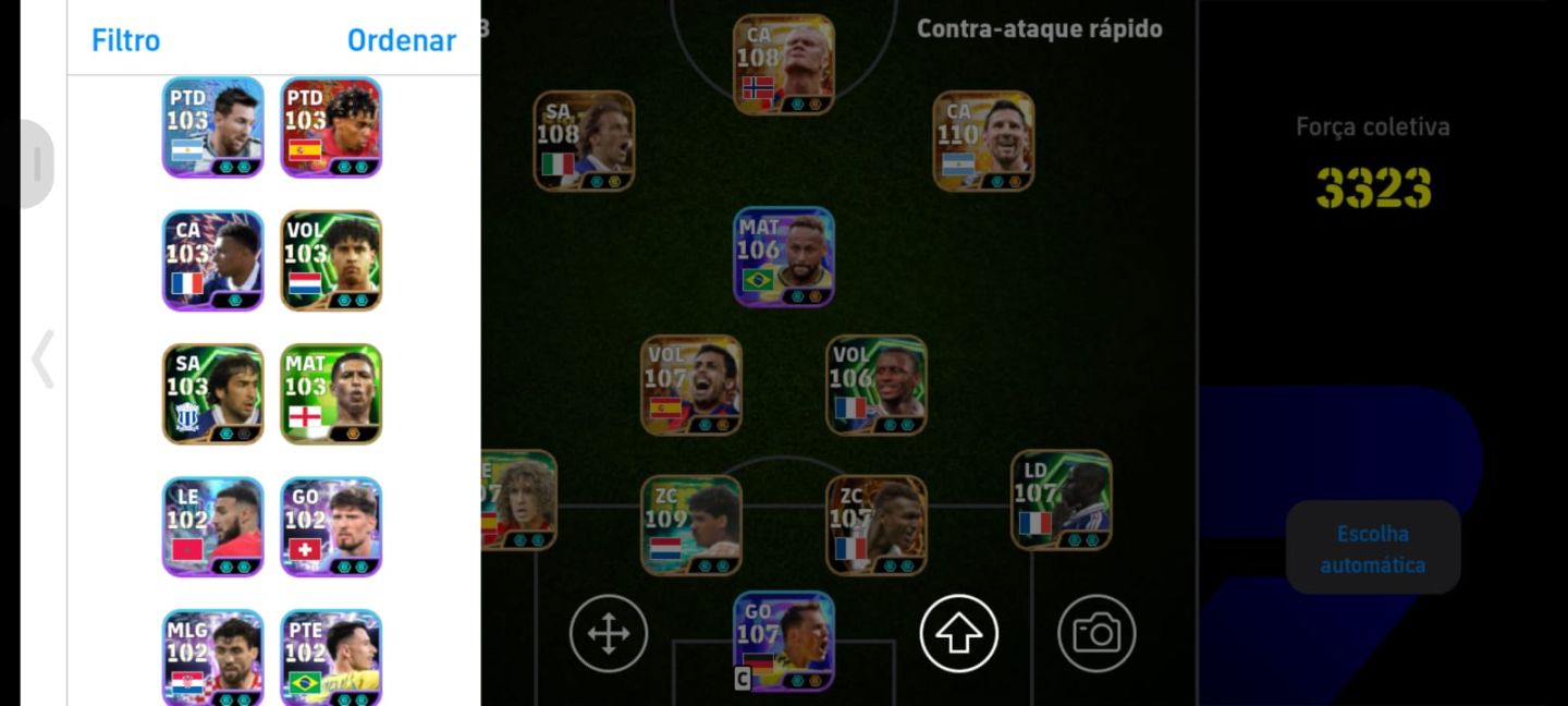 CONTA EFOOTBALL 3323 | HALLAND 108 | PIERO 108 BLITZ | MESSI 110 | NEY E ETC...