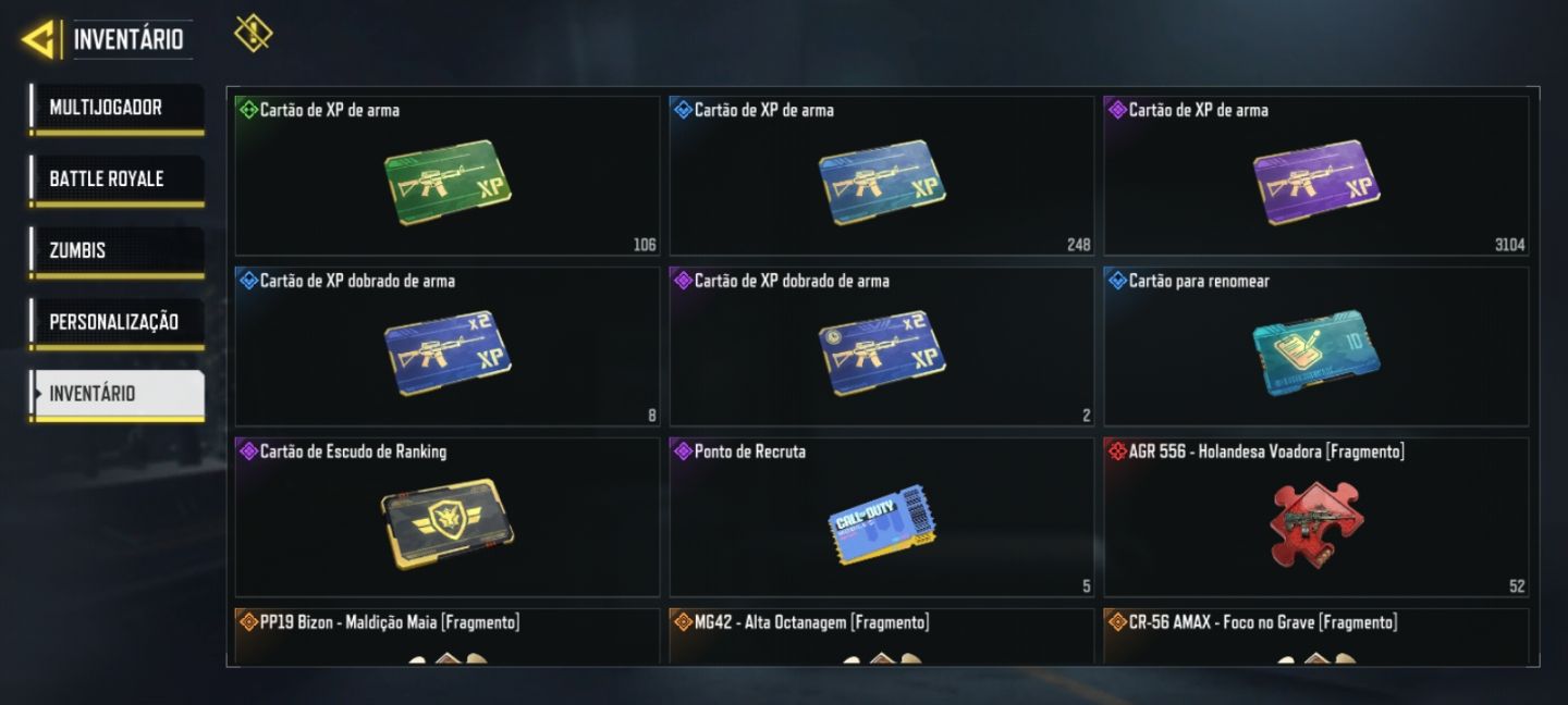 CONTA COD LVL 66 | 1 LENDÁRIA | 20 CP | BR LENDÁRIO | CARTÃO RENOMEAR NICK