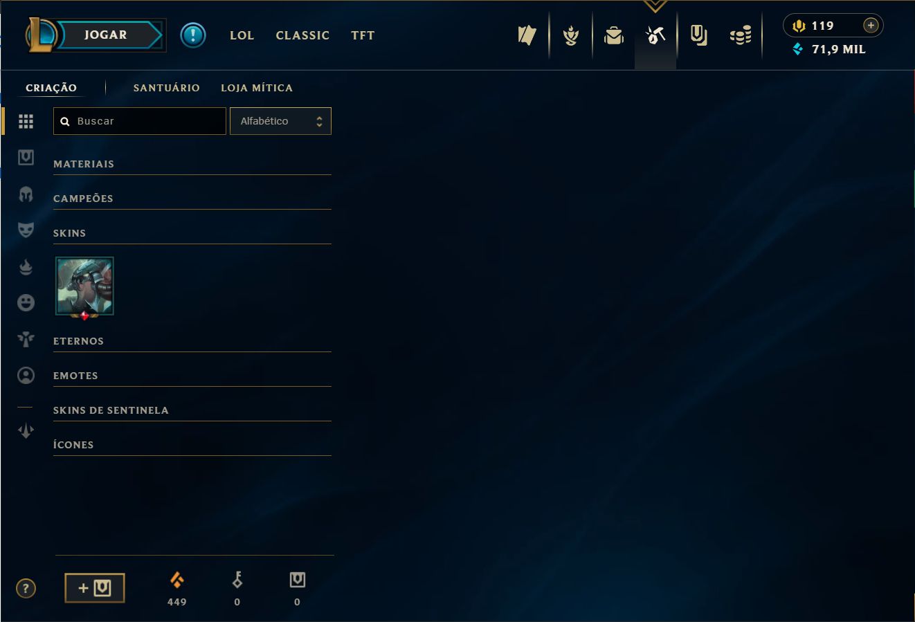 Conta LoL, com 392 skins, LV 417 com todos os campeões.