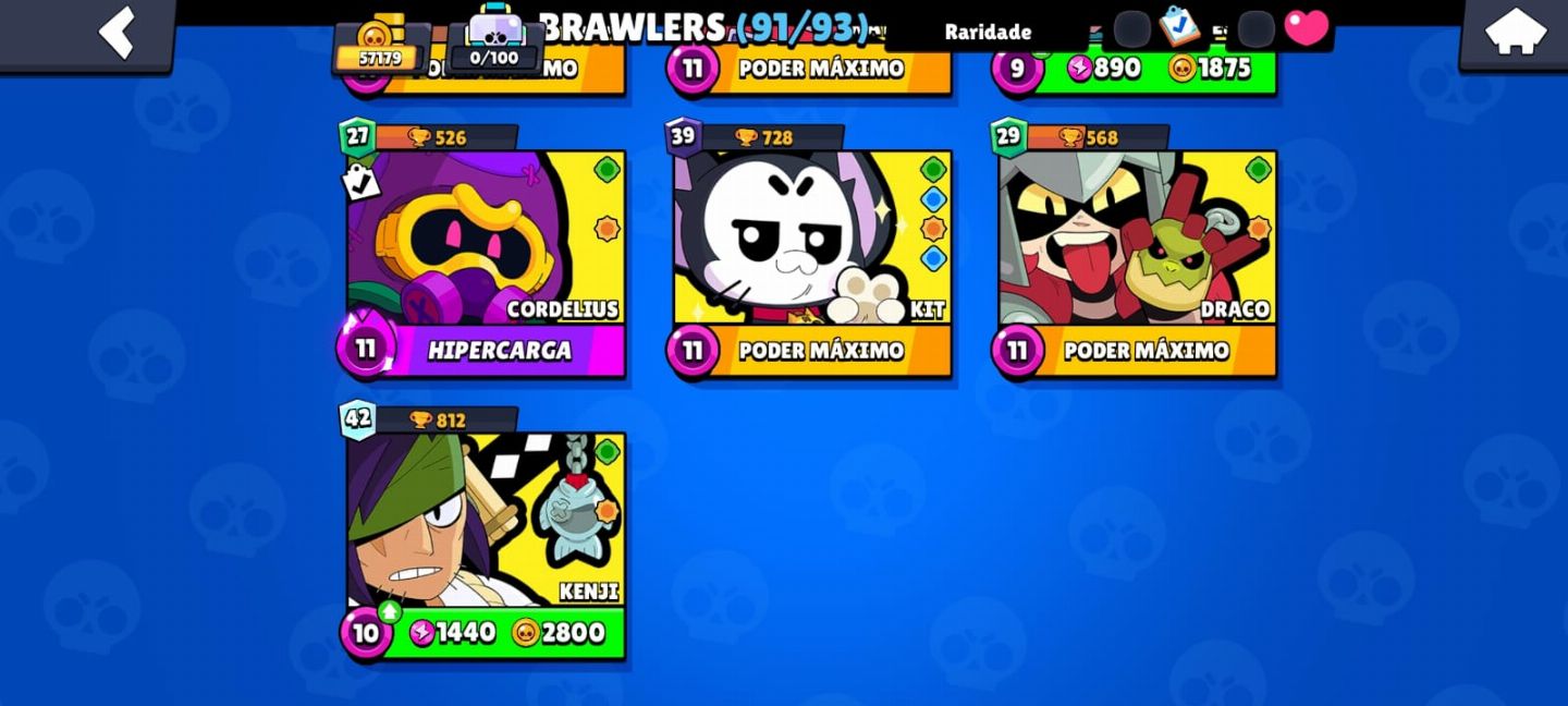 Conta Brawl Stars Rara 91/93 personagens - Vem no Certo
