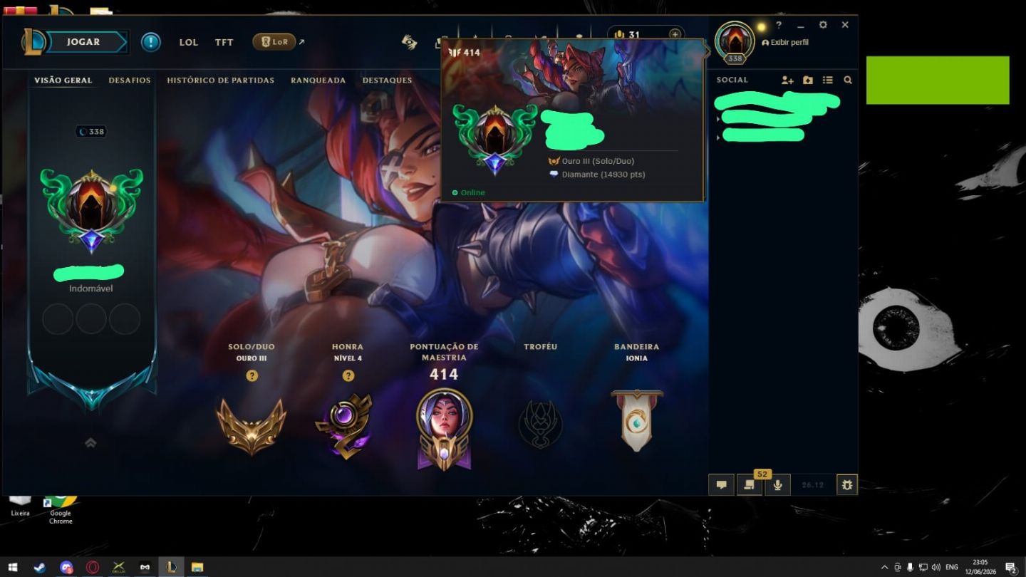 LoL | 101 Skins LoL | Nível 338 | Ouro III,(PREÇO NEGOCIAVEL)