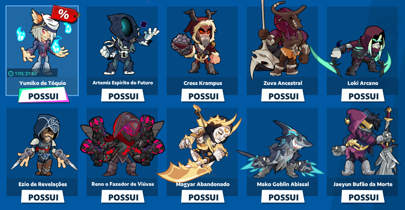 Conta de brawlhalla rara! Foice de outono + lv 100 artemis (muitas skins)