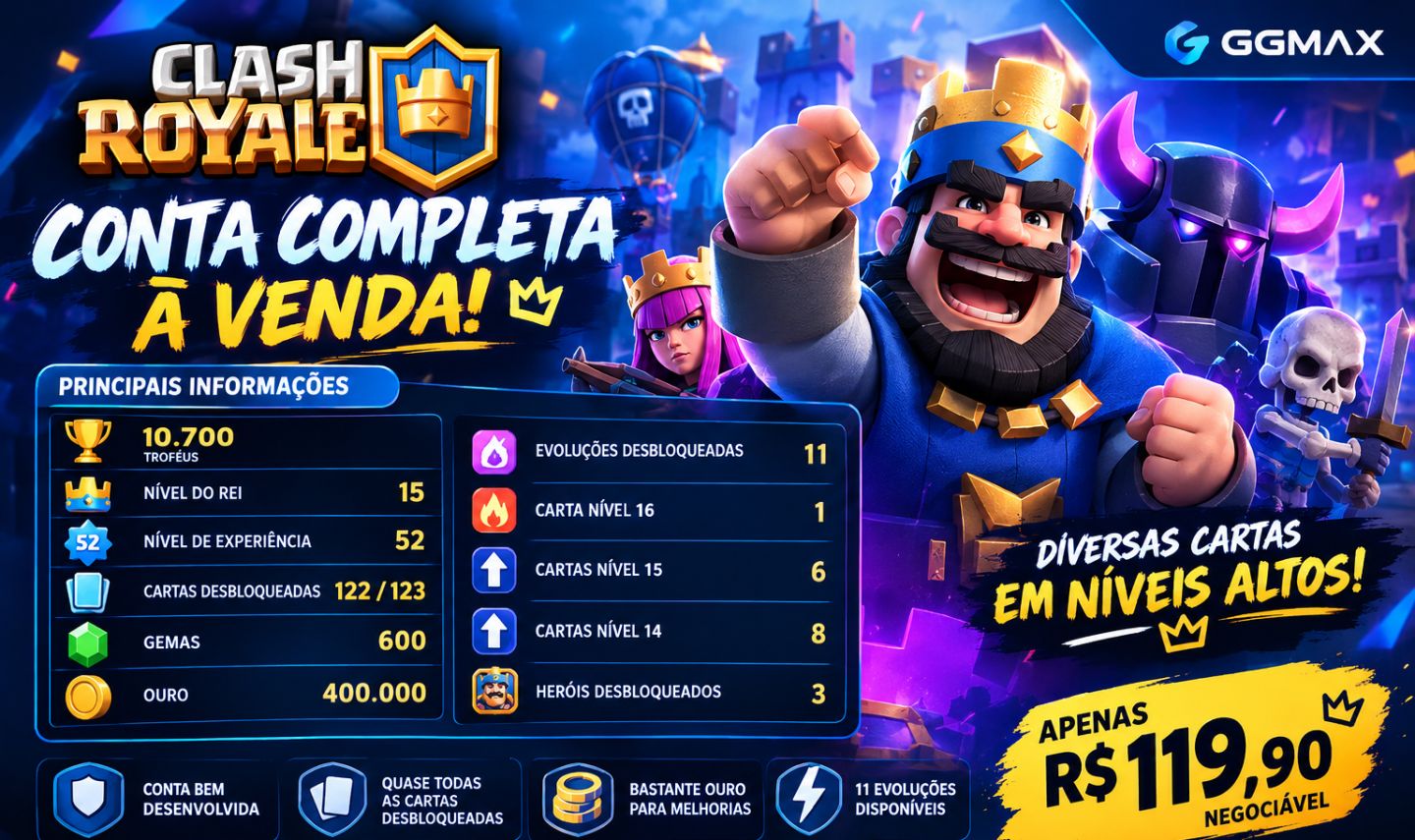 CONTA DE CLASH ROYALE 10K TROFÉUS COM DECK UPADO!