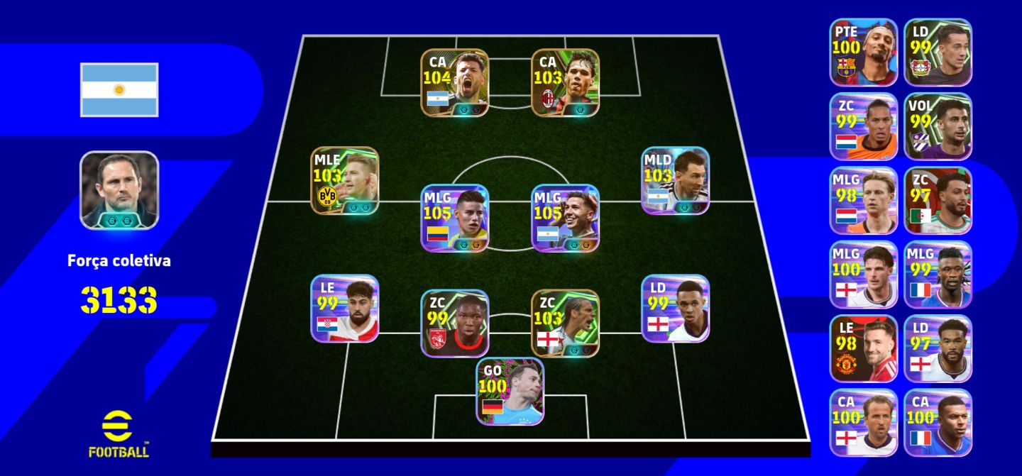 CONTA EFOOTBALL APELONA AGUERO 104+VAN BASTEN 103+JAMES 105+ENZO 105+FERNAND 103