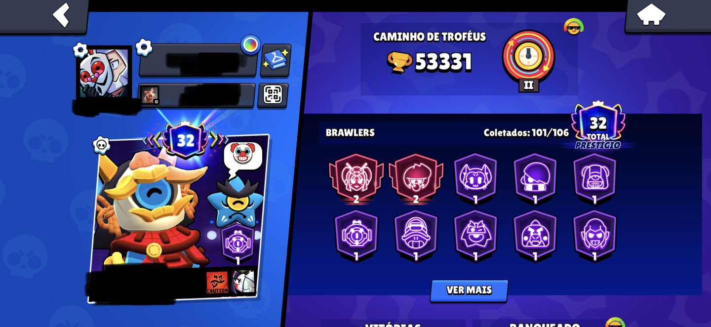 CONTA BRAWL STARS 53K TROFÉUS | 101 BRAWLERS | 143 SKINS | 4 LENDÁRIAS