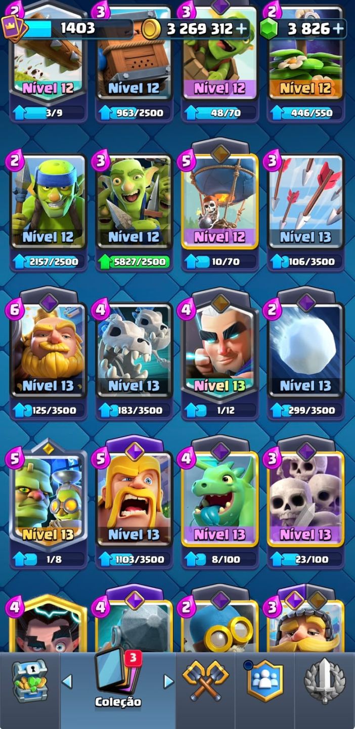 CONTA CLASH ROYALE COM 8 ANOS DE JOGO 9K DE TROFÉUS E 3 MILHÕES DE OURO +BRINDES