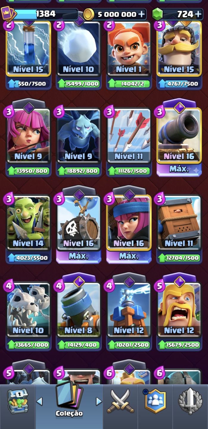 Conta Clash Royale criada desde 2016 e nível máximo