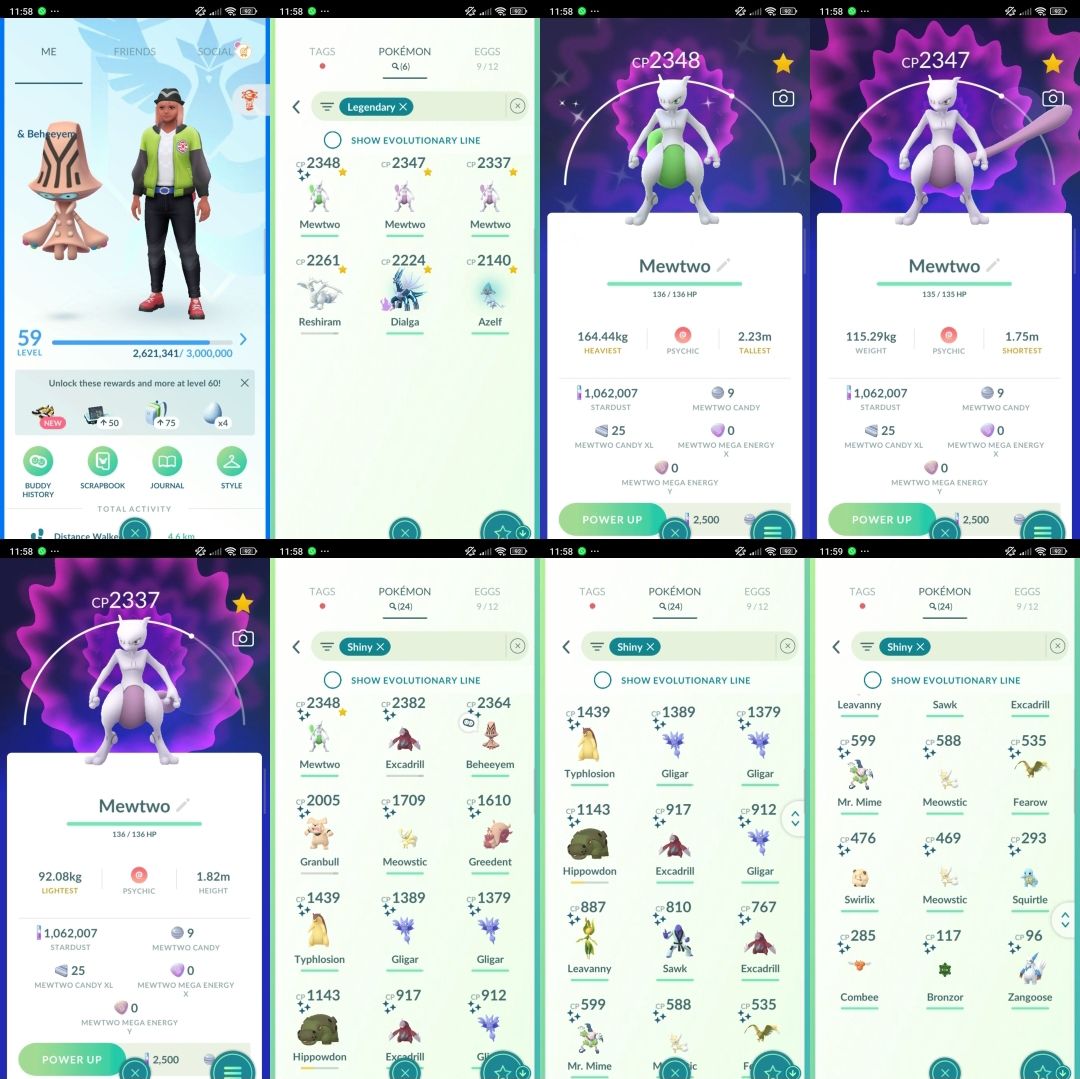 LVL 59 [22 SHINY] [Mewtwo shiny ] 1.0M STARDUST BARATO F013