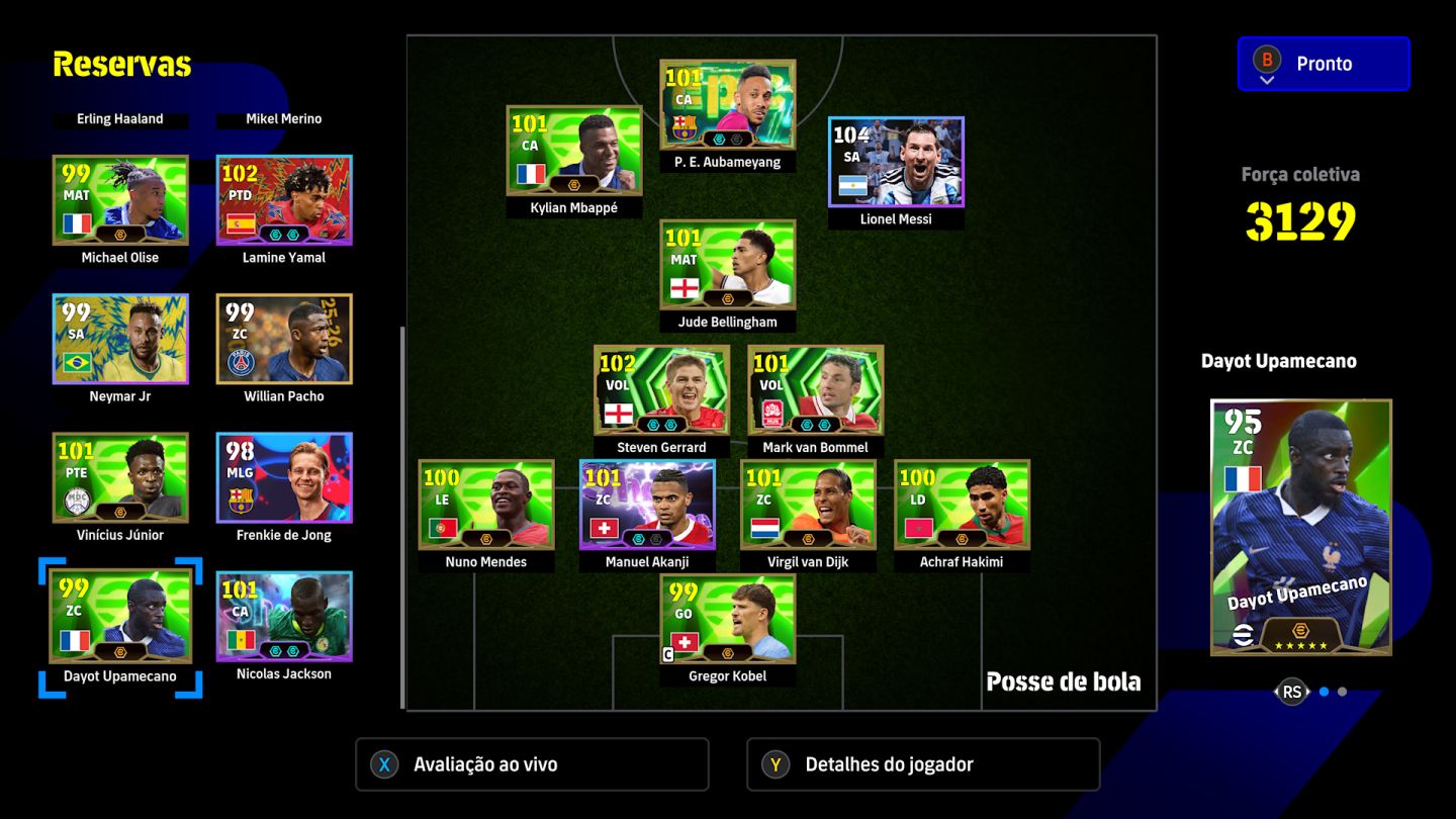 CONTA EFOOTBALL XBOX/PC PARA INICIANTE AUBAMEYANG, MESSI, MBAPPE E + 100