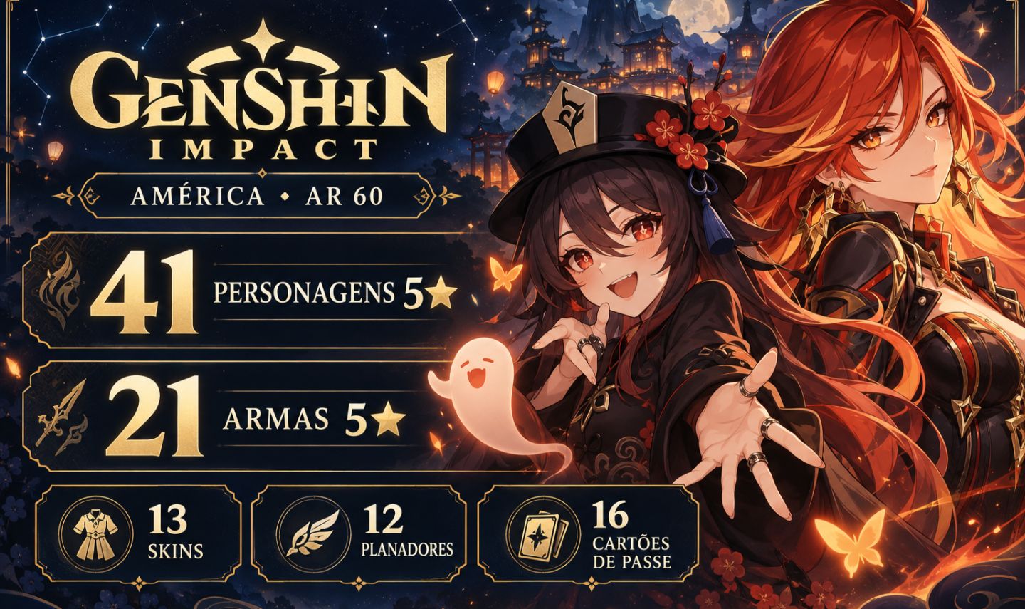 Genshin AR60 América | 41 T5 + 21 Armas T5 | 13 Skins | Aloy