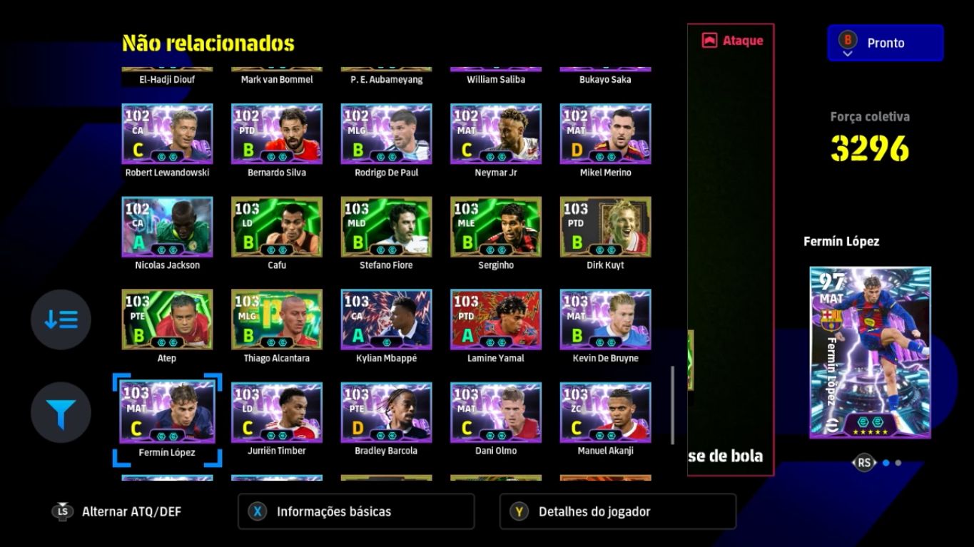 Conta Efootball Xbox/PC com jogadores como Messi, Cruyff, Kaka, Zico e Neymar