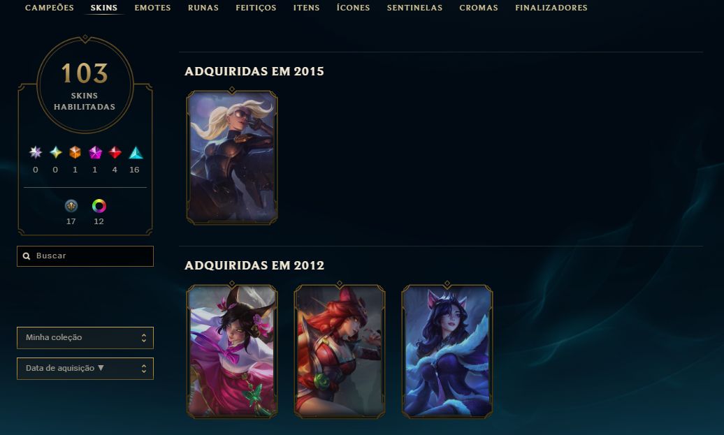 Conta lol 2012 - 103 Skins
