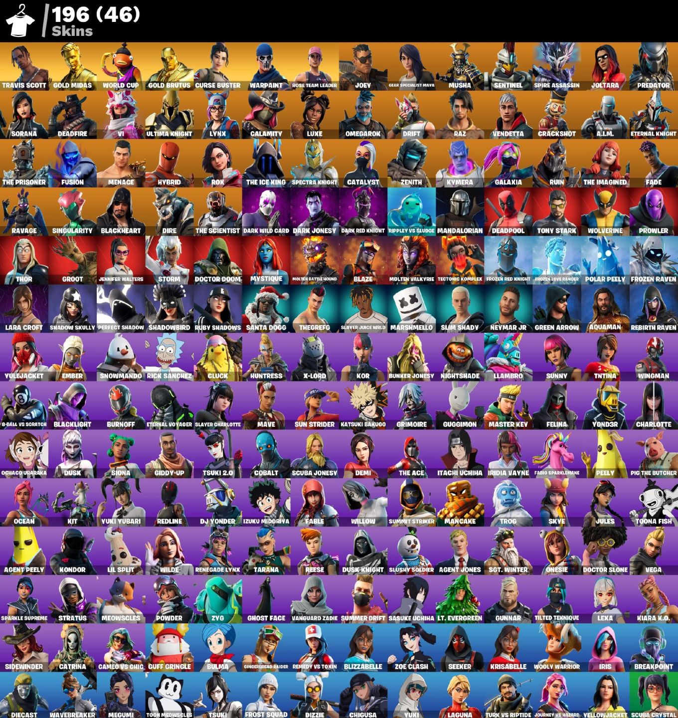 CONTA FORTNITE OG | 196 SKINS | TRAVIS SCOTT | MIDAS | CURSE BUSTER | STW OG e +