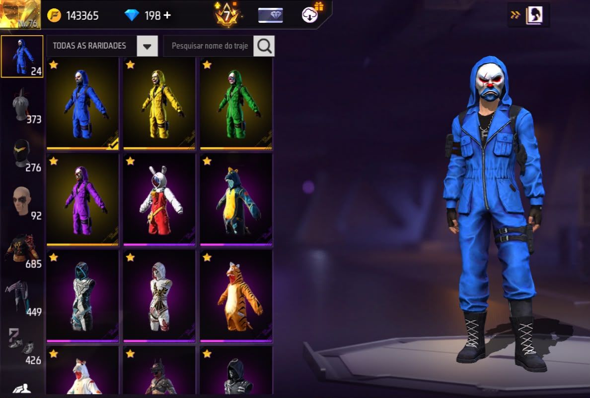 Conta free fire gemada com angelical barbinha punho bandeirao troca nick prime 7