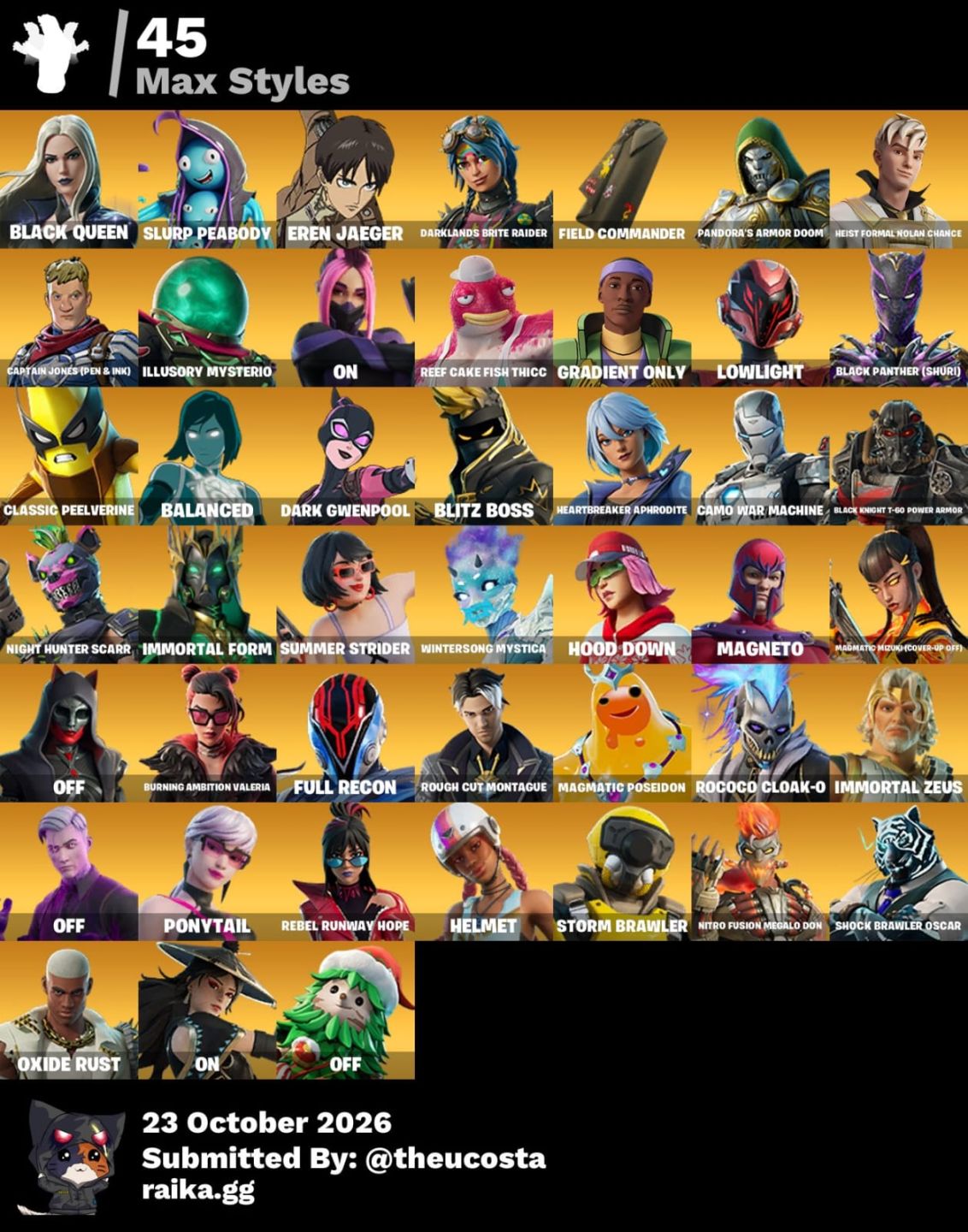 FORTNITE RARA - 92 skins | Snap | Zeus | Era | Hades | The Origin