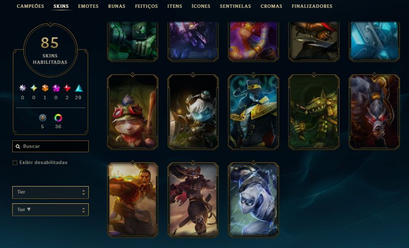 CONTA ESMERALDA 4 / MF EXOCÓSMICA / 4 SKINS DO YASUO / 42 SKINS / 10K EA