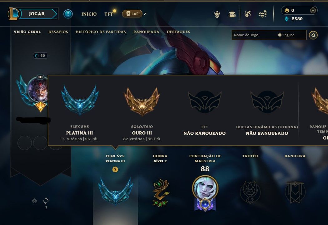 CONTA LOL OURO III 11 SKINS (COM TRYNDAMERE E KOG'MAW VITORIOSO + CROMAS)