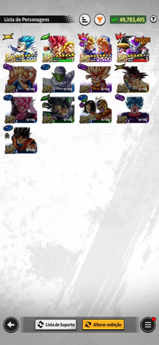 Conta dragon ball legends com vários personagens